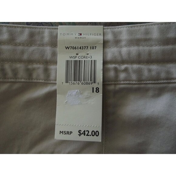Tommy Hilfiger Shorts Womens Size 18 x 7" Beige 100% Cotton zipper drawstring - Picture 3 of 9